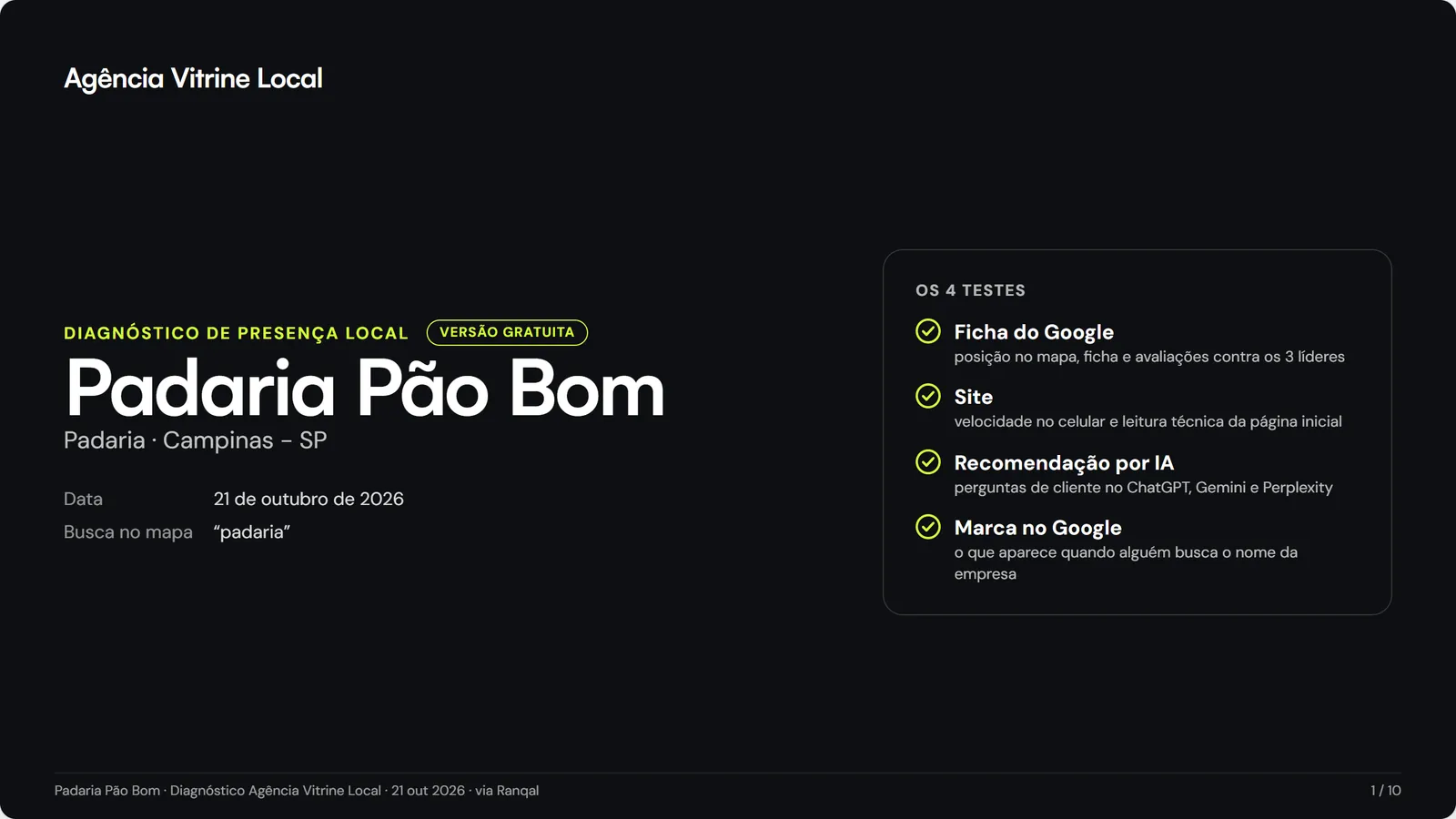 Capa do diagnóstico público de um prospect com a marca da agência